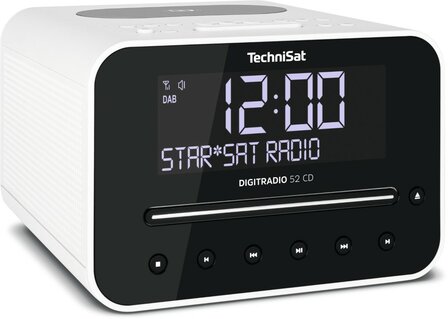 Technisat DIGITRADIO 52 CD DAB+/FM wekkerradio met draadloos laadoppervlak wit links