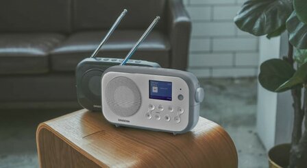 Sangean DPR-42BT White-Grey DAB+/FM radio wit grijs met bluetooth werkt op batterijen/netadapter