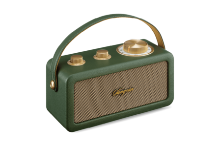 Sangean RA-101 Forest Gold draagbare FM radio met bluetooth en aux speaker oplaadbaar bos goud voorzijde links