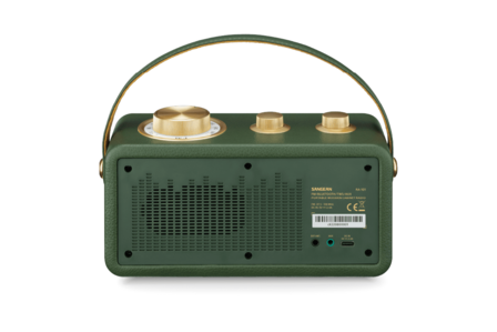 Sangean RA-101 Forest Gold draagbare FM radio met bluetooth en aux speaker oplaadbaar bos goud achterzijde