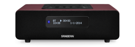 Sangean DDR-38 Red DAB+/FM-RDS digitale radio rood met bluetooth en iPhone-oplader voorzijde