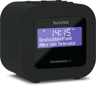 Technisat TECHNIRADIO 40 compacte DAB+/FM wekkerradio zwart voorkant links