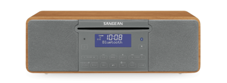 Sangean DDR-47BT Walnut DAB+/FM digitale radio met CD-speler, bluetooth en aux voorzijde