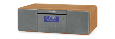 Sangean DDR-47BT Walnut DAB+/FM digitale radio met CD-speler, bluetooth en aux voorzijde rechts