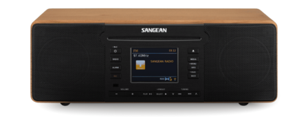 Sangean DDR-66BT Walnut All-in-one stereo muzieksysteem DAB+ AUX en CD-speler voorzijde
