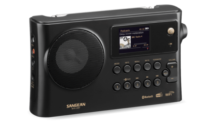 Sangean WFR-28BT DAB+/FM oplaadbare internetradio zwart met bluetooth en app voorzijde links