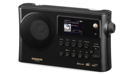 Sangean WFR-28BT DAB+/FM oplaadbare internetradio zwart met bluetooth en app voorzijde rechts
