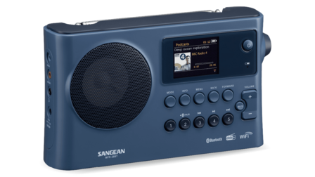 Sangean WFR-28BT Dark Blue DAB+/FM oplaadbare internetradio donkerblauw met bluetooth en app voorzijde links