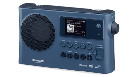 Sangean WFR-28BT Dark Blue DAB+/FM oplaadbare internetradio donkerblauw met bluetooth en app voorzijde rechts