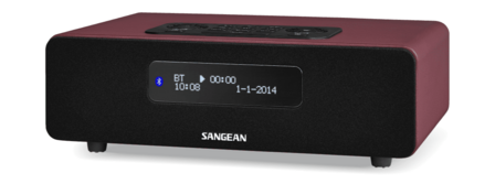 Sangean DDR-36 Red DAB+/FM-RDS digitale tafelradio met bluetooth aux zwart rood voorkant rechts