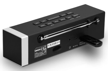 Lenco CR-630BK stereo DAB+/FM wekkerradio zwart achterzijde usb-aansluiting