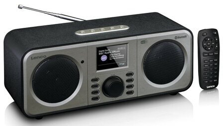 Lenco DAR-030BK stereo DAB+/FM radio zwart voorzijde links