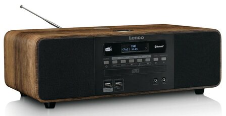 Lenco DAR-051WD stereo DAB+/ FM radio met CD-speler zwart voorzijde links