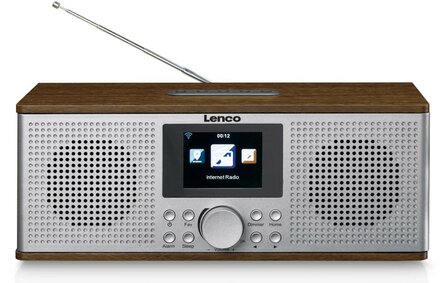 Lenco DIR-170WA internet/DAB+/FM smart radio walnoot zilver