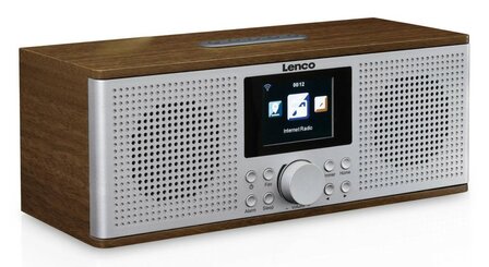 Lenco DIR-170WA internet/DAB+/FM smart radio walnoot zilver voorzijde links