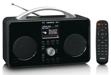 Lenco PIR-645BK DAB+/FM oplaadbare radio met internetradio zwart met afstandsbediening