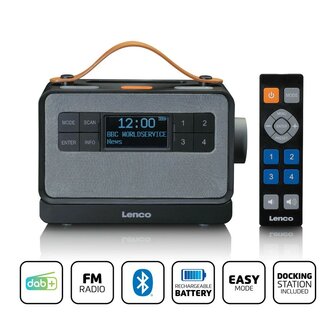 LENCO PDR-065BK draagbare senioren FM/DAB+ radio zwart functies