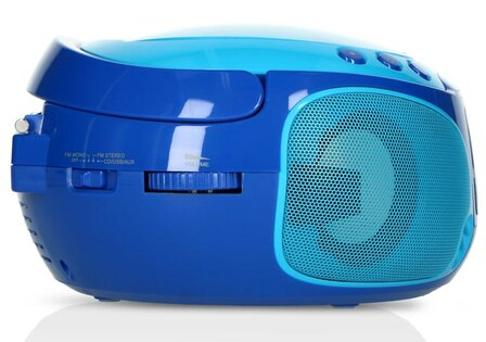 Lenco SCD-650BU draagbare FM/CD/MP3/USB kinderradio met microfoon en lichteffecten blauw