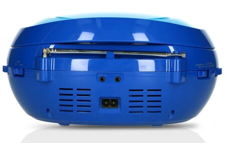 Lenco SCD-650BU draagbare FM/CD/MP3/USB kinderradio met microfoon en lichteffecten blauw