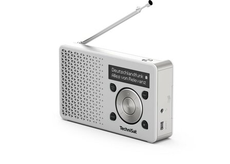 Technisat DIGITRADIO 1 DAB+/FM draagbare zakradio wit voorkant schuin