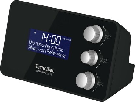 TechniSat DIGITRADIO 50 SE DAB+/FM wekkerradio zwart voorkant rechts