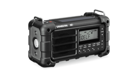 Sangean Survivor MMR-99 FM/DAB+ radio Midnight Black met zonnepaneel en dynamo voorkant links