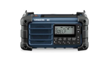 Sangean Survivor MMR-99 FM/DAB+ radio Ocean Blue met zonnepaneel en dynamo voorkant