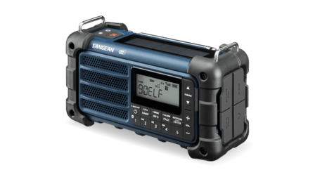 Sangean Survivor MMR-99 FM/DAB+ radio Ocean Blue met zonnepaneel en dynamo voorkant rechts