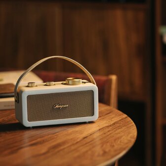 Sangean RA-101 Ivory Gold draagbare FM radio met bluetooth en aux speaker oplaadbaar ivoor goud