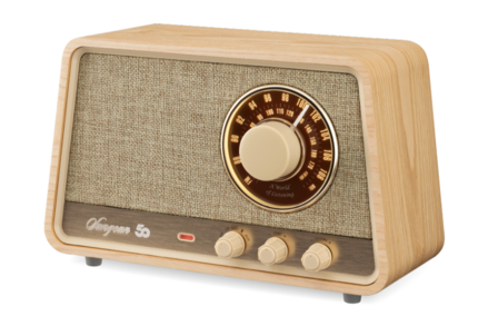 Sangean WR-101 AM/FM houten kast tafelradio met bluetooth white oak voorzijde rechts