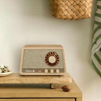 Sangean WR-101 AM/FM houten kast tafelradio met bluetooth white oak