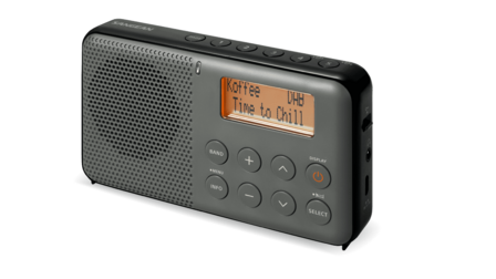 Sangean DPR-64 Grey-Black DAB+/FM-RDS digitale oplaadbare zakradio grijs zwart voorzijde rechts