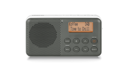 Sangean DPR-64 Grey-White DAB+/FM-RDS digitale oplaadbare zakradio grijs wit voorzijde