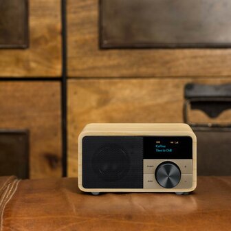 Sangean DDR-7 Natural Wood mini DAB+/FM radio met bluetooth en aux licht hout