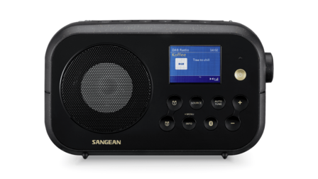 Sangean DPR-42BT Black-Black DAB+/FM radio zwart met bluetooth werkt op batterijen/netadapter voorzijde