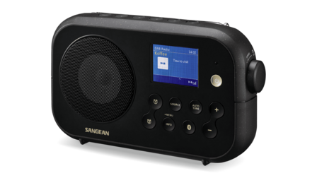 Sangean DPR-42BT Black-Black DAB+/FM radio zwart met bluetooth werkt op batterijen/netadapter voorzijde rechts