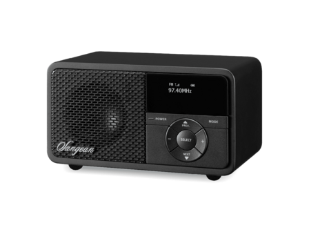 Sangean DDR-7X Black DAB+/FM-RDS oplaadbare mini radio zwart met bluetooth en aux voorzijde rechts