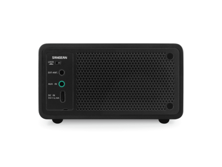 Sangean DDR-7X Black DAB+/FM-RDS oplaadbare mini radio zwart met bluetooth en aux achterzijde