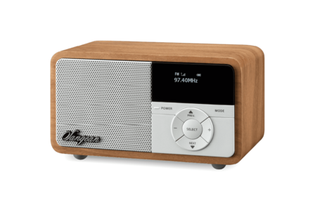 Sangean DDR-7X Light Wood DAB+/FM-RDS oplaadbare mini radio licht hout met bluetooth en aux voorzijde rechts