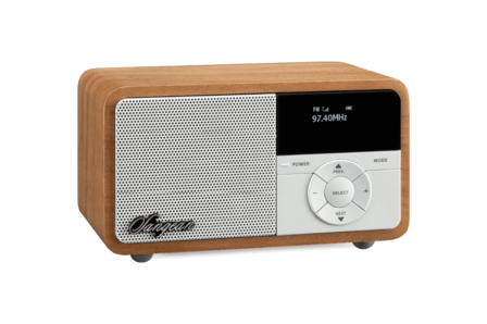 Sangean DDR-7X Light Wood DAB+/FM-RDS oplaadbare mini radio licht hout met bluetooth en aux voorzijde links