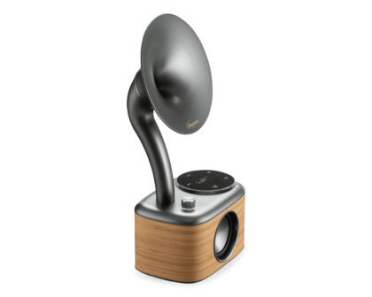 Sangean CP-100D Gramophone FM/DAB+ retro radio Lightwood-Grey met bluetooth en aux voorkant links