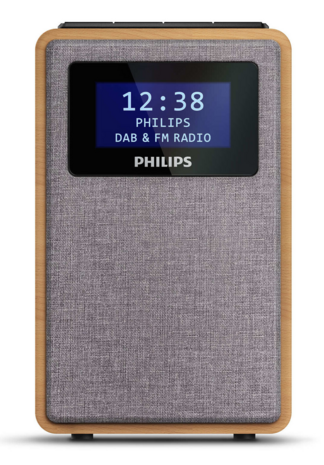 Philips TAR5005/10 DAB+/FM klokradio tuner met houten behuizing grijs