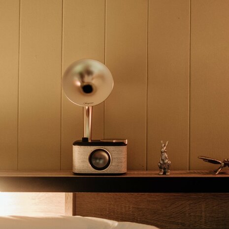 Sangean CP-100D Gramophone FM/DAB+ retro radio Fabric Black-Gold met bluetooth en aux