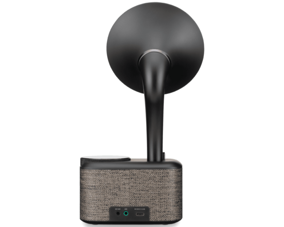 Sangean CP-100D Gramophone FM/DAB+ retro radio Fabric Grey-Black met bluetooth en aux achterkant