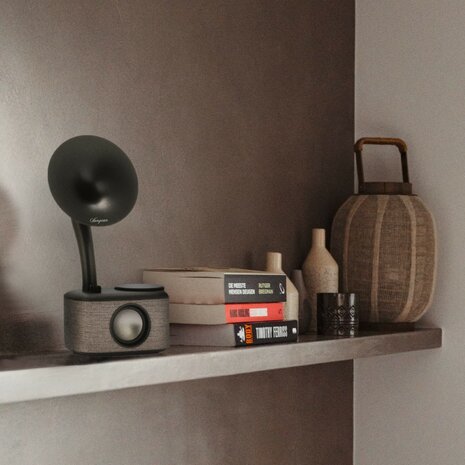 Sangean CP-100D Gramophone FM/DAB+ retro radio Fabric Grey-Black met bluetooth en aux