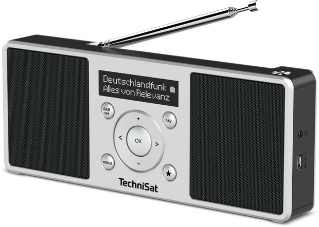 Technisat DIGITRADIO 1 S DAB+/FM radio zwart/zilver voorkant rechts