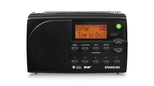 Sangean DPR-65 DAB+/FM-RDS digitale compacte en oplaadbare radio zwart voorzijde