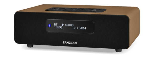 Sangean DDR-36 DAB+/FM-RDS digitale tafelradio met bluetooth aux zwart bruin voorkant rechts