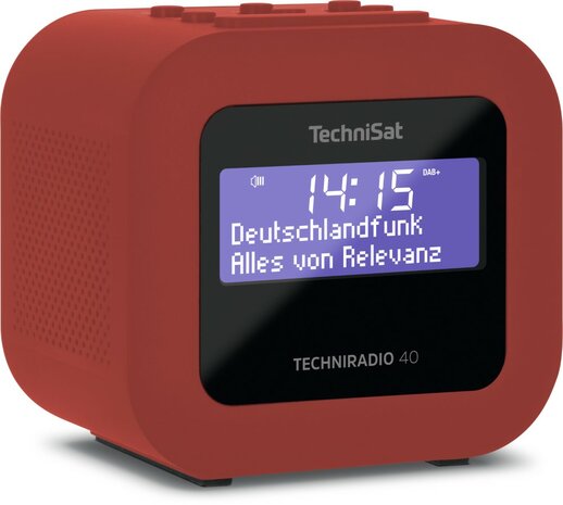 Technisat TECHNIRADIO 40 compacte DAB+/FM wekkerradio rood voorkant links