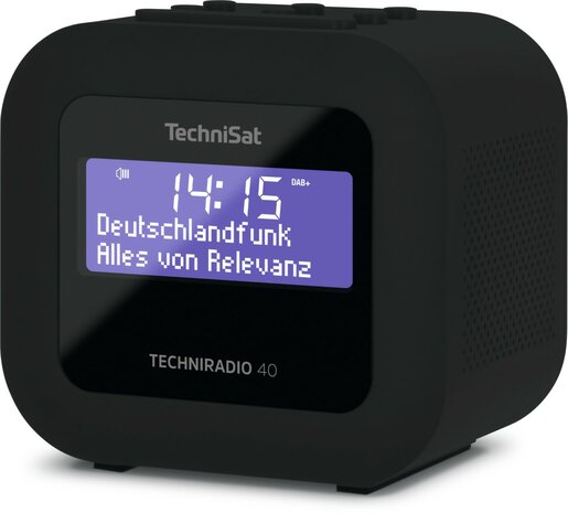 Technisat TECHNIRADIO 40 compacte DAB+/FM wekkerradio zwart voorkant rechts